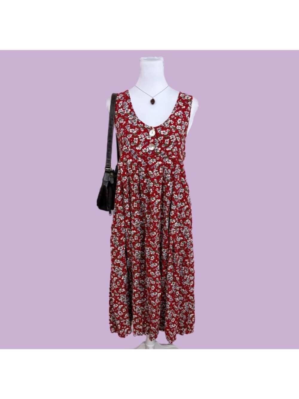 90s ditsy floral cottagecore midi jumper dress